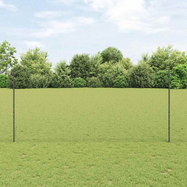 vidaXL Fence with Post Grey 1.4 x 50 m Steel and PVC
