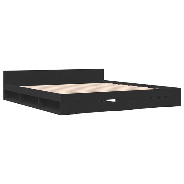 vidaXL Bed Frame with Drawers without Mattress Black 200x200 cm