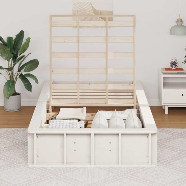 vidaXL Bed Frame White 90 x 200 cm Solid Pine Wood