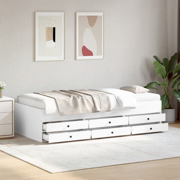 vidaXL Daybed with Drawers without Mattress White 75x190 cm Small Single