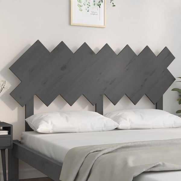 vidaXL Bed Headboard Grey 151.5x3x81 cm Solid Wood Pine