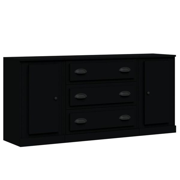 vidaXL Sideboards 3 pcs Black Engineered Wood