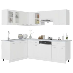 vidaXL 11 Piece Kitchen Cabinet Set Lyon" White Engineered Wood