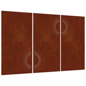 vidaXL Garden Wall Decorations 3 pcs 105x55 cm Corten Steel Sun Design