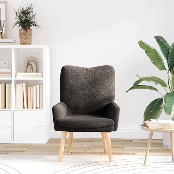 vidaXL Armchair Dark Grey 63 x 67 x 94 cm Sherpa Fabric
