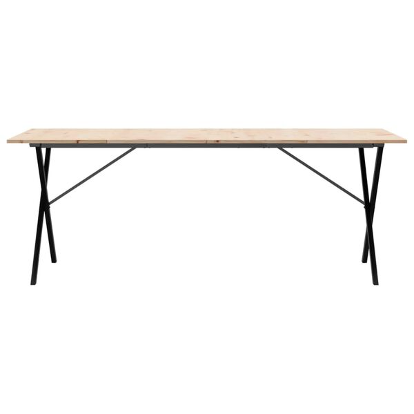 vidaXL Dining Table X-Frame 200x100x75 cm Solid Wood Pine and Steel