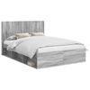 vidaXL Bed Frame with Storage and Headboard Grey Sonoma 135 x 190 cm