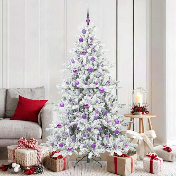 vidaXL Artificial Hinged Christmas Tree with 300 LEDs 180 cm PVC