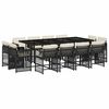 vidaXL 13 Piece Garden Dining Set with Cushions Black Poly Rattan