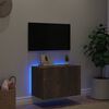 vidaXL TV Wall Cabinet with LED Lights Smoked Oak 60x35x41 cm