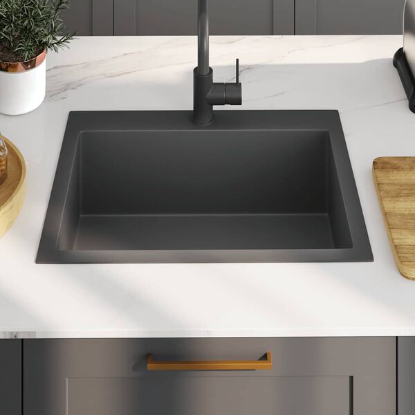 vidaXL Handmade Kitchen Sink Black Stainless Steel