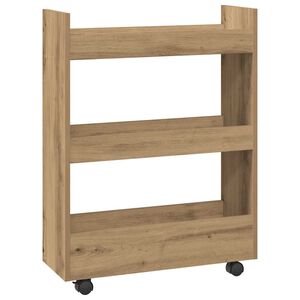 vidaXL Narrow Storage Trolley 3 Tier Artisian Oak Engineered Wood