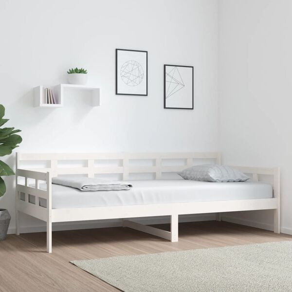 vidaXL Day Bed without Mattress White Solid Wood Pine 90x200 cm