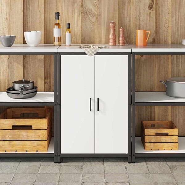 vidaXL Kitchen Storage with Shelf White 60 x 50 x 92 cm Steel