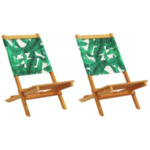 vidaXL Garden Chairs 2 pcs Leaf Pattern Solid Wood Acacia and Fabric