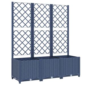 vidaXL Garden Planter with Trellis Blue Grey 120x40x136 cm PP