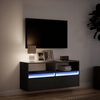 vidaXL TV Wall Cabinet with LED Lights Black 100x31x45 cm