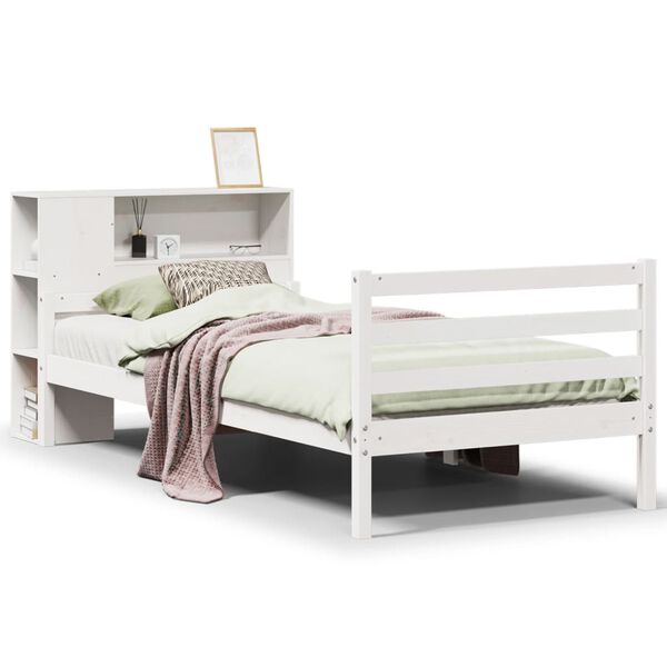 vidaXL Bookcase Bed without Mattress White 100x200 cm Solid Wood Pine