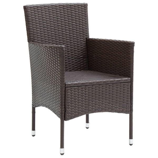 vidaXL Garden Dining Chairs 2 pcs Poly Rattan Brown