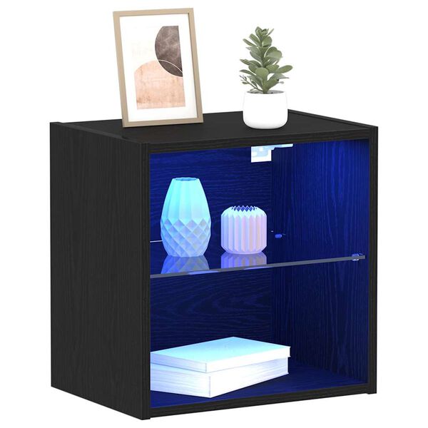 vidaXL Floating Shelf with LED Light Black 40 x 28.5 x 40 cm