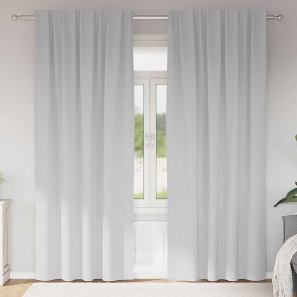 vidaXL Blackout Curtains with Rings 2 pcs Pale Grey 260 x 140 cm
