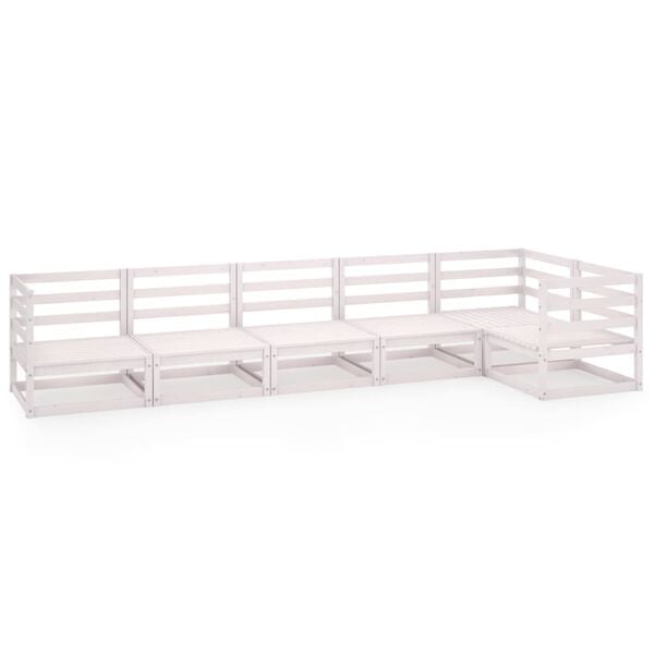 vidaXL 6 Piece Garden Lounge Set White Solid Pinewood