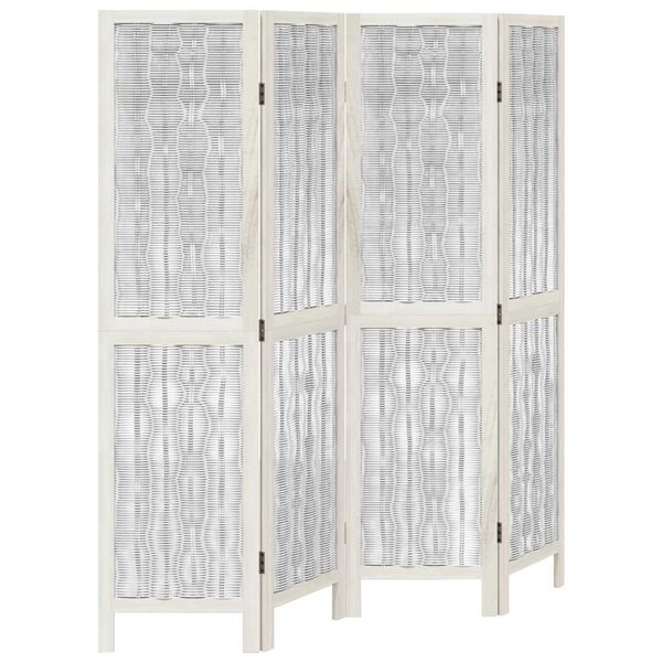 vidaXL Room Divider 4 Panels White Solid Wood Paulownia