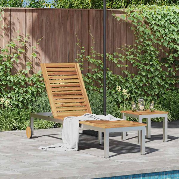 vidaXL Sun Lounger Reclining Brown 207 x 58 x 35cm Solid Acacia wood
