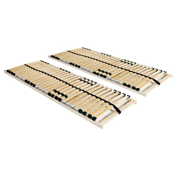 vidaXL Slatted Bed Bases without Mattress 2 pcs with 28 Slats 70x200 cm