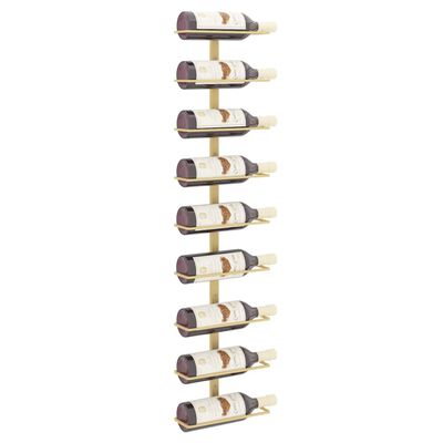 vidaXL Wall-mounted Wine Rack for 9 Bottles Gold Iron