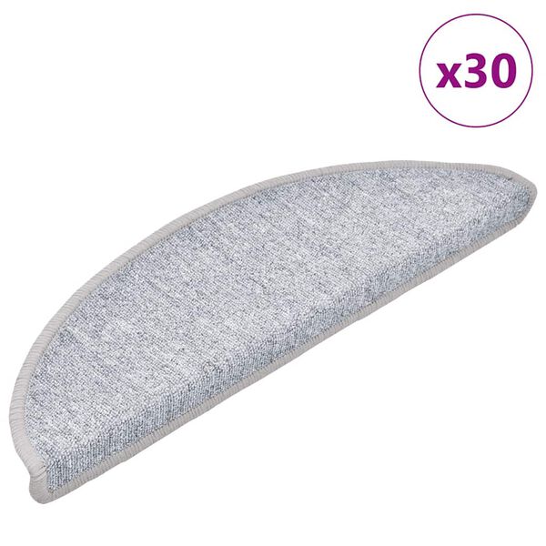 vidaXL Stair Mats 30 pcs 56x17x3 cm Light Grey Half Round