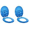 vidaXL Toilet Seat 2 pcs Blue Drop 44 x 38 cm MDF board