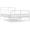vidaXL Metal Bed Frame without Mattress with Footboard White 150x200cm