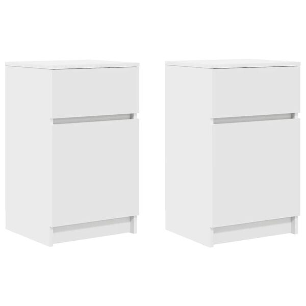 vidaXL Bedside Cabinets 2 pcs White 39x35x65 cm Engineered Wood
