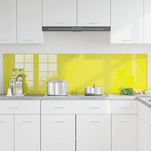 vidaXL Kitchen Backsplash 2 pcs Yellow 90 x 50 cm Tempered Glass