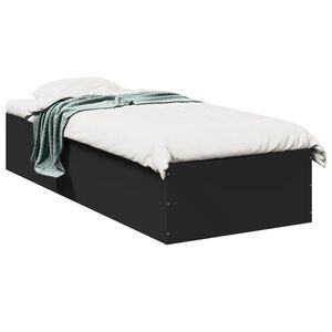 vidaXL Bed Frame without Mattress Black 75x190 cm Small Single Engineered Wood