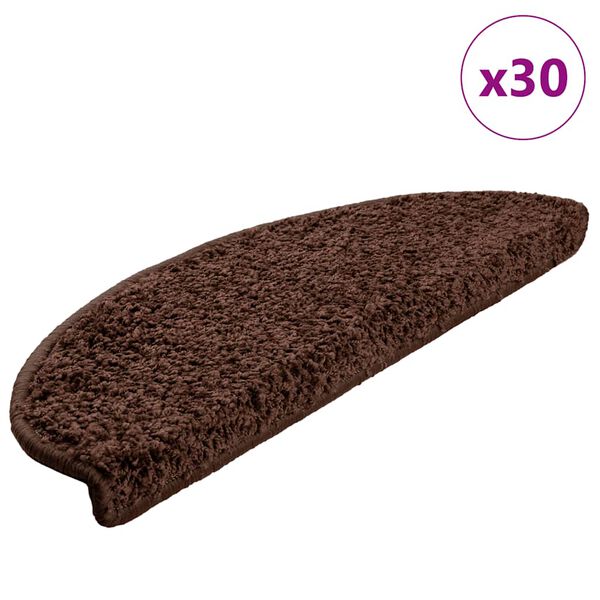 vidaXL Stair Mats 30 pcs 65x21x4 cm Brown Half Round Large