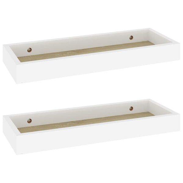 vidaXL Loggia Wall Shelves 2 pcs Oak and White 40x15x4 cm MDF