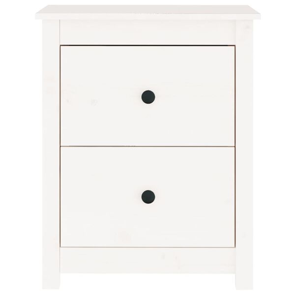 vidaXL Bedside Cabinet White 50x35x61.5 cm Solid Wood Pine