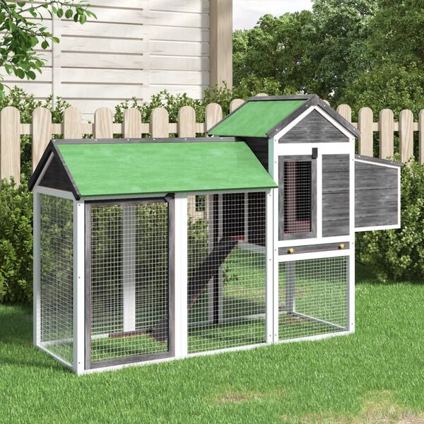 vidaXL Chicken Coop Grey 193x65x117 cm Solid Wood Pine