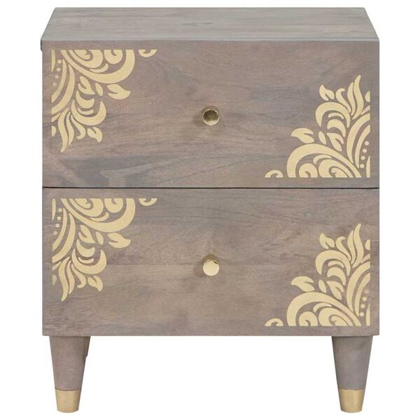 vidaXL Bedside Cabinet 2 pcs Grey 40 x 33 x 46 cm Solid Mango Wood