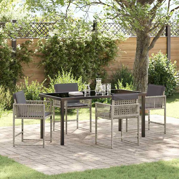 vidaXL Garden Dining Set 5 pcs Light Grey Poly Rattan