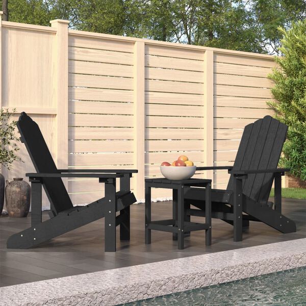 vidaXL Garden Adirondack Chairs with Table HDPE Anthracite