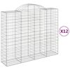 vidaXL Arched Gabion Baskets 12 pcs 200x50x160/180 cm Galvanised Iron