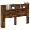 vidaXL Headboard Cabinet with LED Smoked Oak 160 x 16.5 x 103.5 cm
