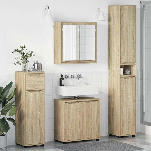 vidaXL Bathroom Furniture Set Manual 4 pcs Sonoma Oak Engineered Wood