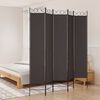 vidaXL 5-Panel Room Divider Brown 200x220 cm Fabric