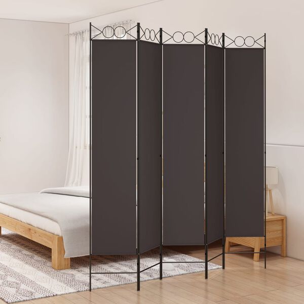 vidaXL 5-Panel Room Divider Brown 200x220 cm Fabric
