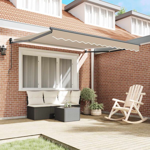 vidaXL Retractable Awning Beige 350 x 250 cm Polyester and Aluminium