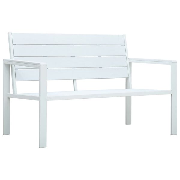 vidaXL Garden Bench 120 cm HDPE White Wood Look